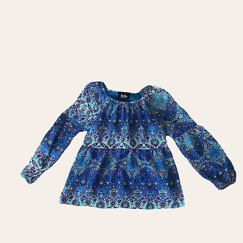 By by Girl Size 7-8 Blue and Purple Paisley Print Long Sleeved Tunic